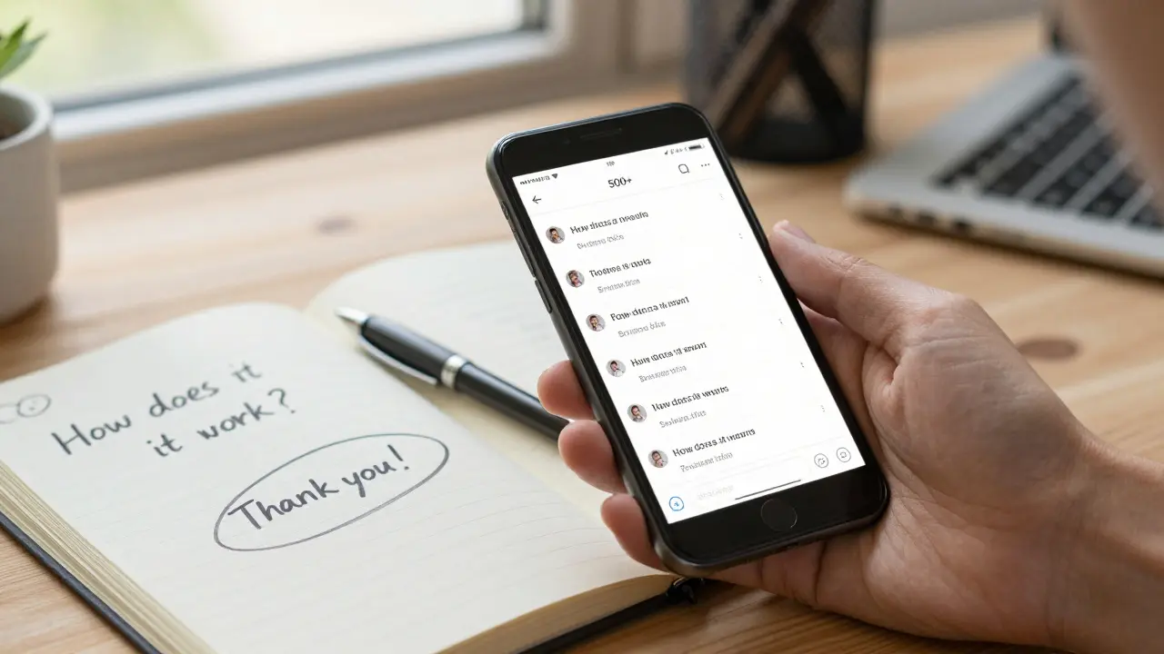 Chybná odpověď na Twitteru s ručně připravenými šablonami odpovědí vedle telefonu.