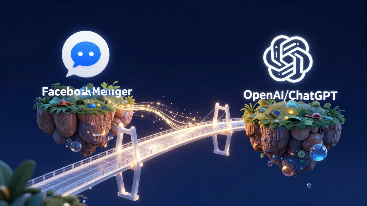 Digitální most spojující Facebook Messenger s AI rozhraním OpenAI.