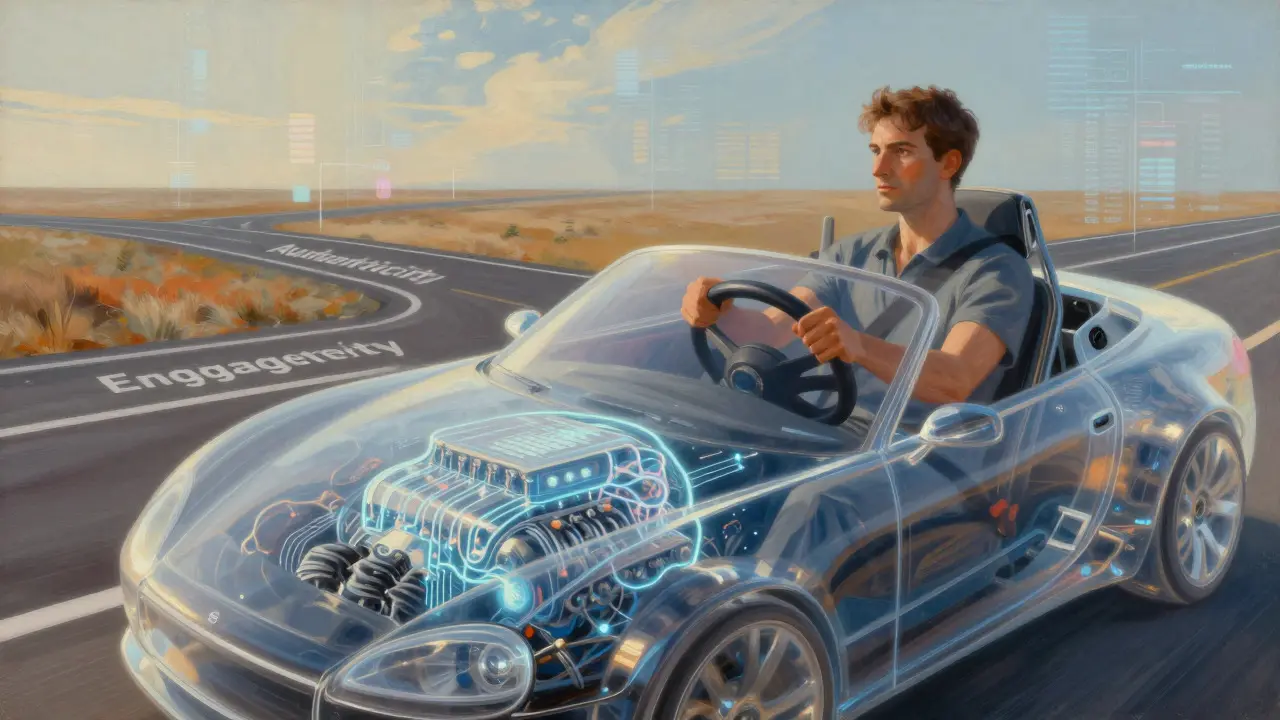 Metafora člověka jako řidiče a AI jako motoru sociálních médií
