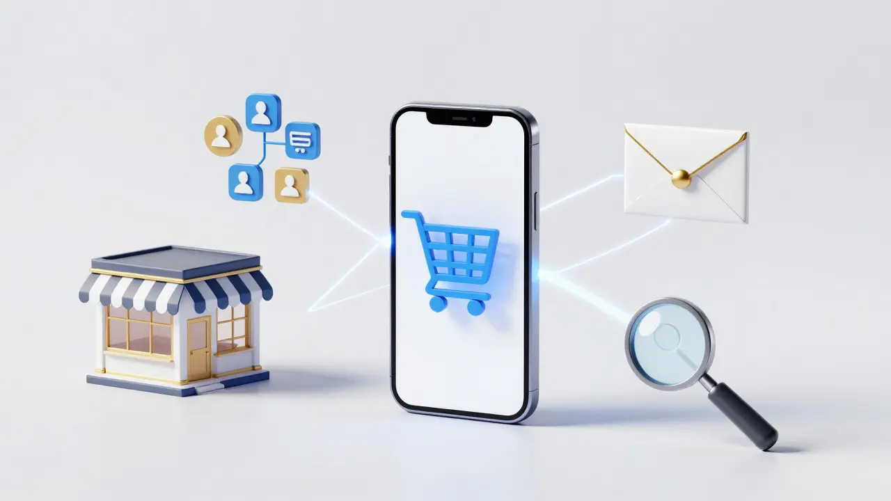 Abstraktní vizualizace propojení online a offline kanálů