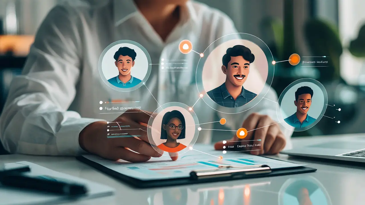 Stratég analyzuje holografické marketingové persony v digitálním prostředí